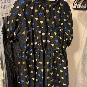 Sister Jane Black Mini Dress with Heart Motif